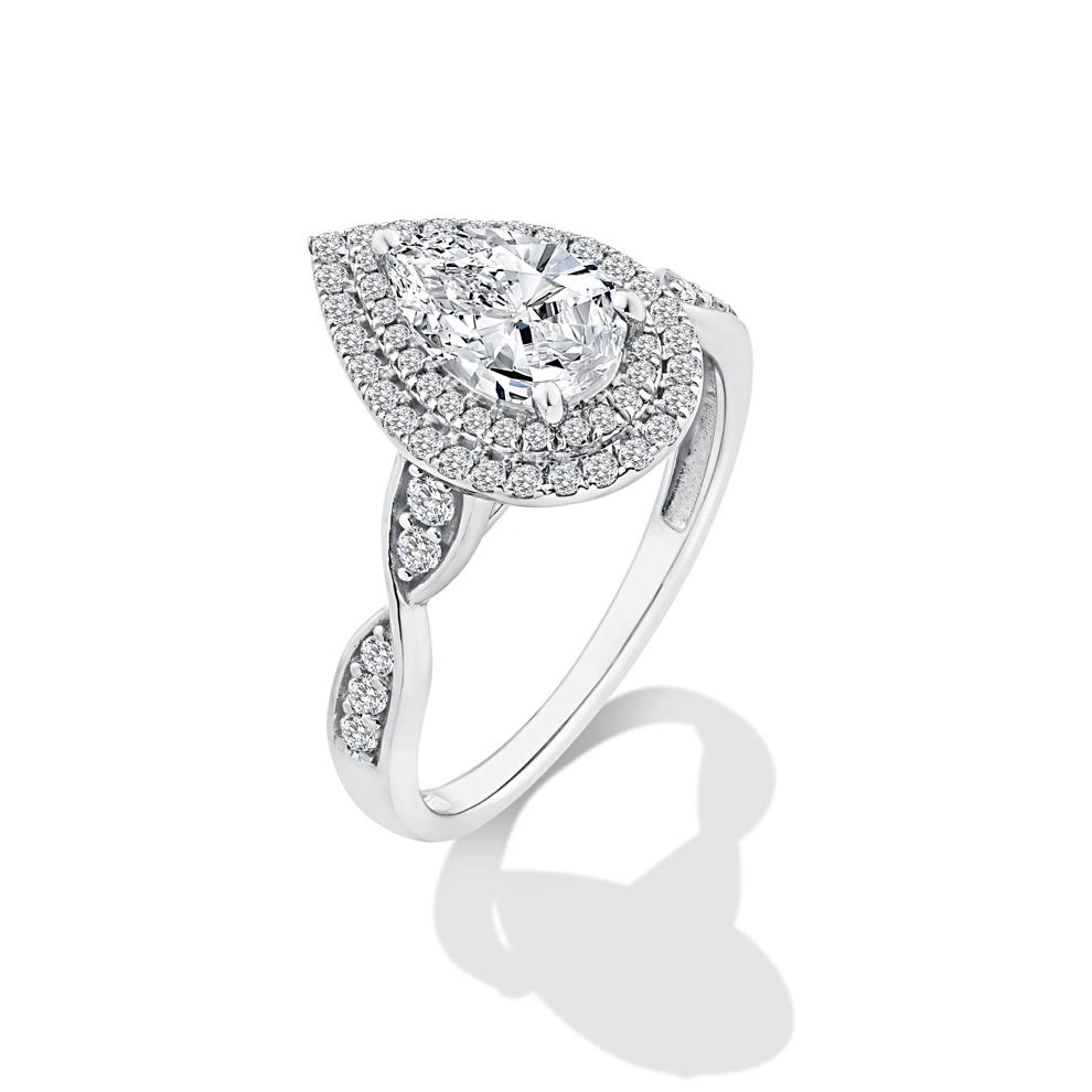 Lab Grown Diamond Pear-Shaped Center Engagement Ring in 10K White Gold (1 3/8 ct. tw.) – Image 4 of 4