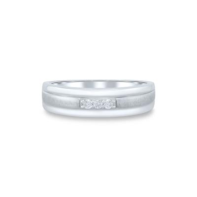 Men's Diamond Three-Stone Ring in 10K White Gold (1/10 ct. tw.)