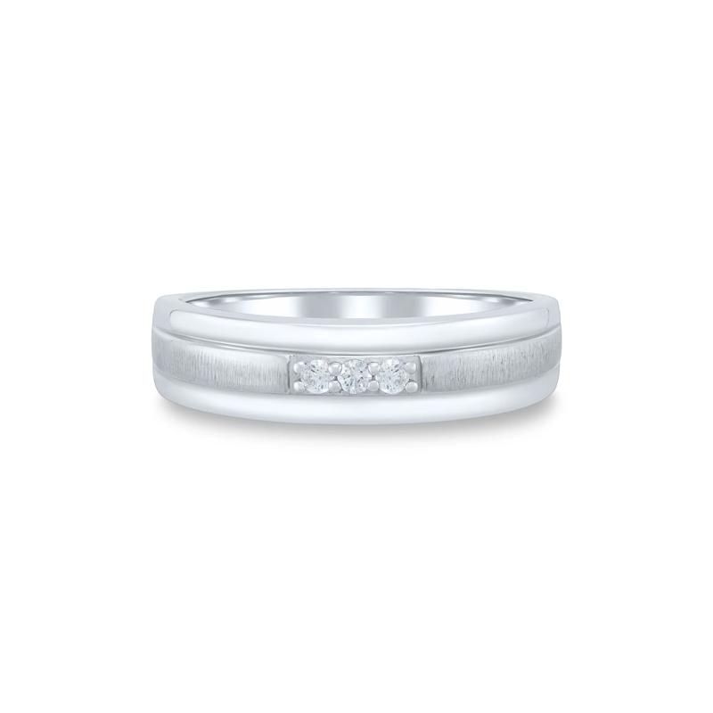 Men&#39;s Three-Stone Ring in 10K White Gold &#40;1/10 ct. tw.&#41; – Image 1 of 3