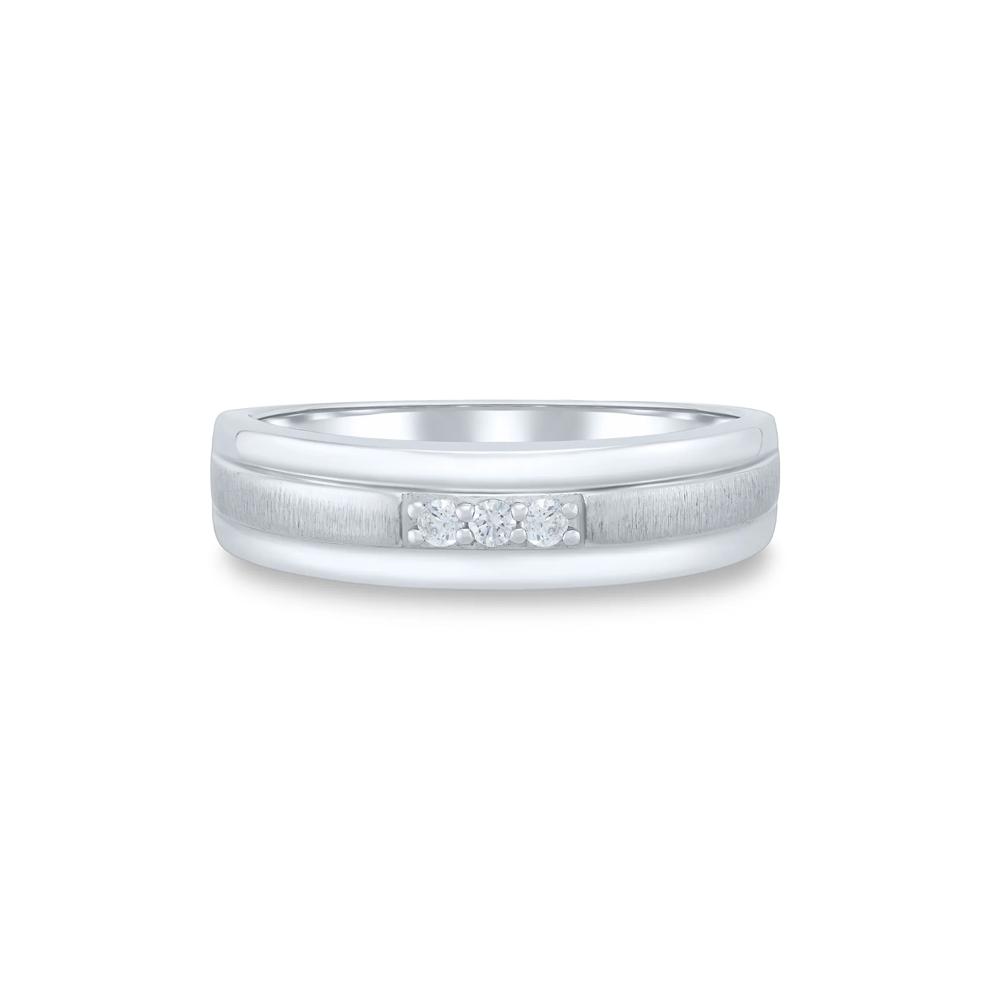 Men's Three-Stone Ring in 10K White Gold (1/10 ct. tw.) – Image 1 of 3