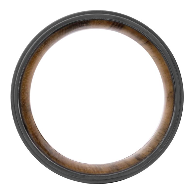 Men&rsquo;s Black Zirconium &amp; Spalted Tamarind Wood Wedding Band, 8MM – Image 2 of 3