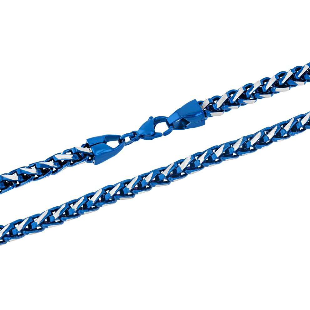 Wheat Link Chain Necklace in Blue Ion-Plated Stainless Steel, 6MM, 24" – Image 3 of 4