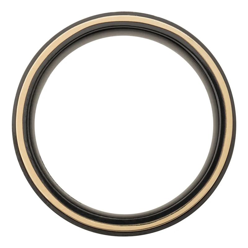 Men&rsquo;s Wedding Band with 14K Yellow Gold in Black Zirconium, 8mm – Image 2 of 4