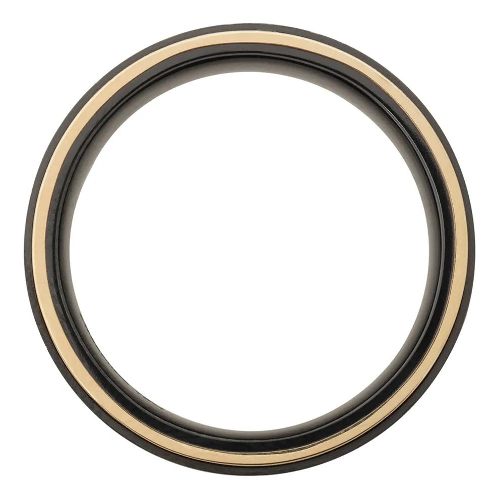 Men&rsquo;s Wedding Band with 14K Yellow Gold in Black Zirconium, 8mm – Image 2 of 4