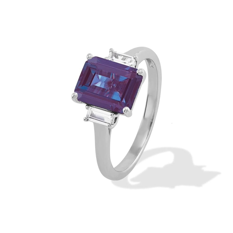 Lab-Created White Sapphire &amp; Lab-Created Alexandrite Ring in Sterling Silver – Image 3 of 4