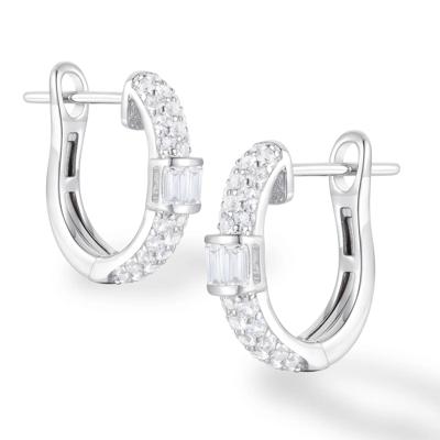 Diamond Pavé Hoop Earrings in 10K White Gold (1/2 ct. tw.)