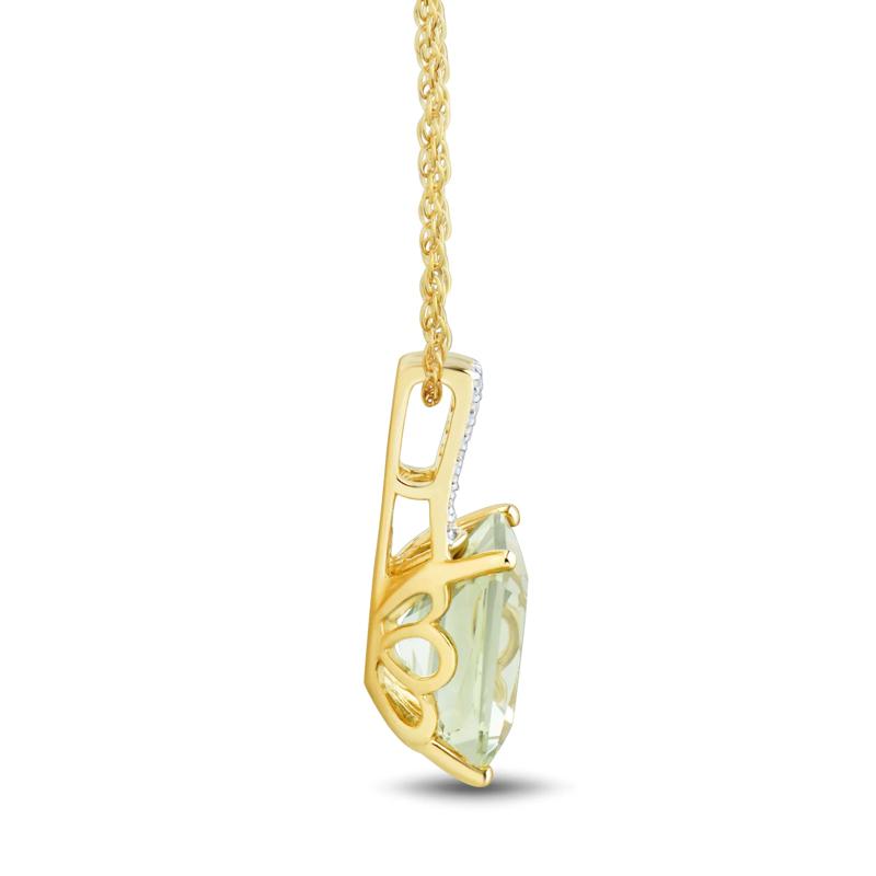Green Amethyst and Diamond Pendant in 10K Yellow Gold – Image 2 of 3
