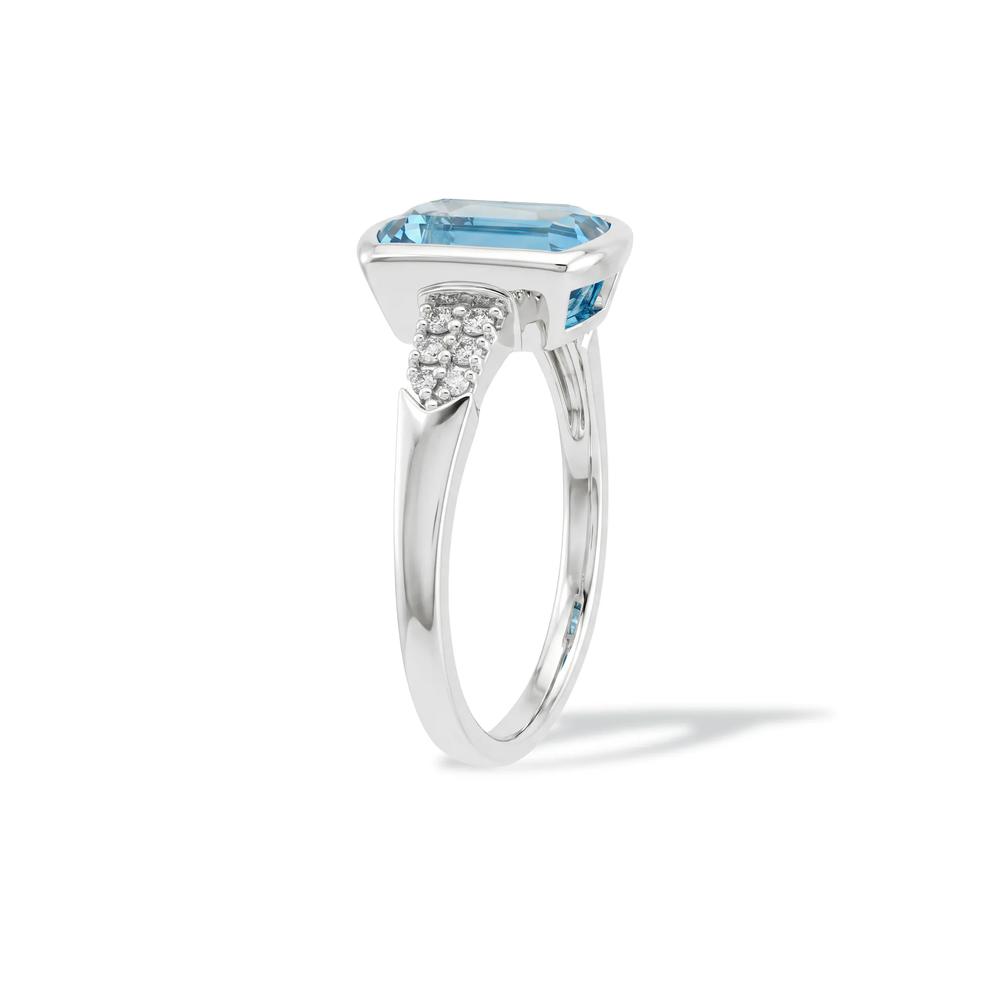 Swiss Blue Topaz &amp; Diamond Ring in 10K White Gold (1/10 ct. tw.) – Image 3 of 4