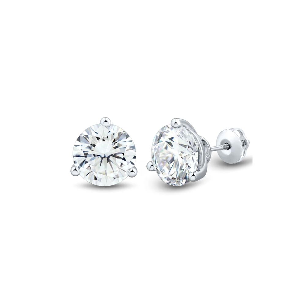 Lab Grown Diamond Round Martini Stud Earrings in 14K White Gold (6 ct. tw.) – Image 1 of 2