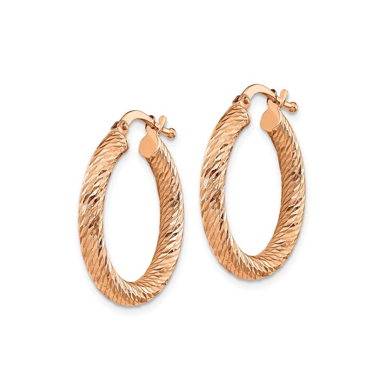 Diamond-Cut Hoop Earrings in 14K Rose Gold, 27mm – Image 2 of 2
