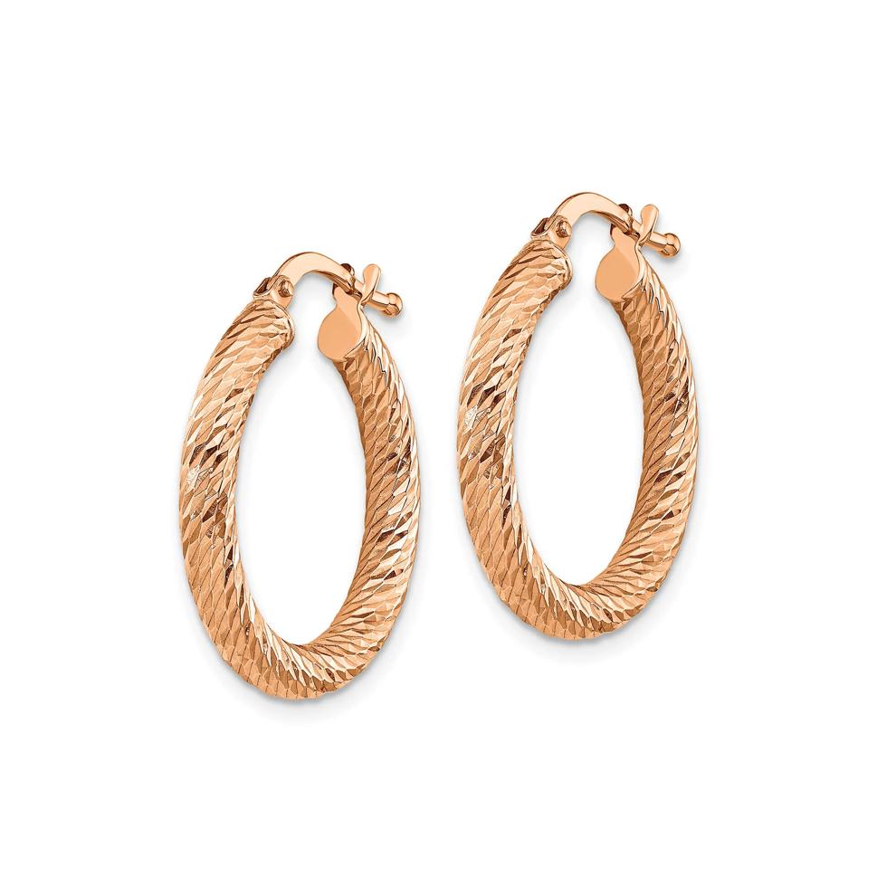 Diamond-Cut Hoop Earrings in 14K Rose Gold, 27mm – Image 2 of 2