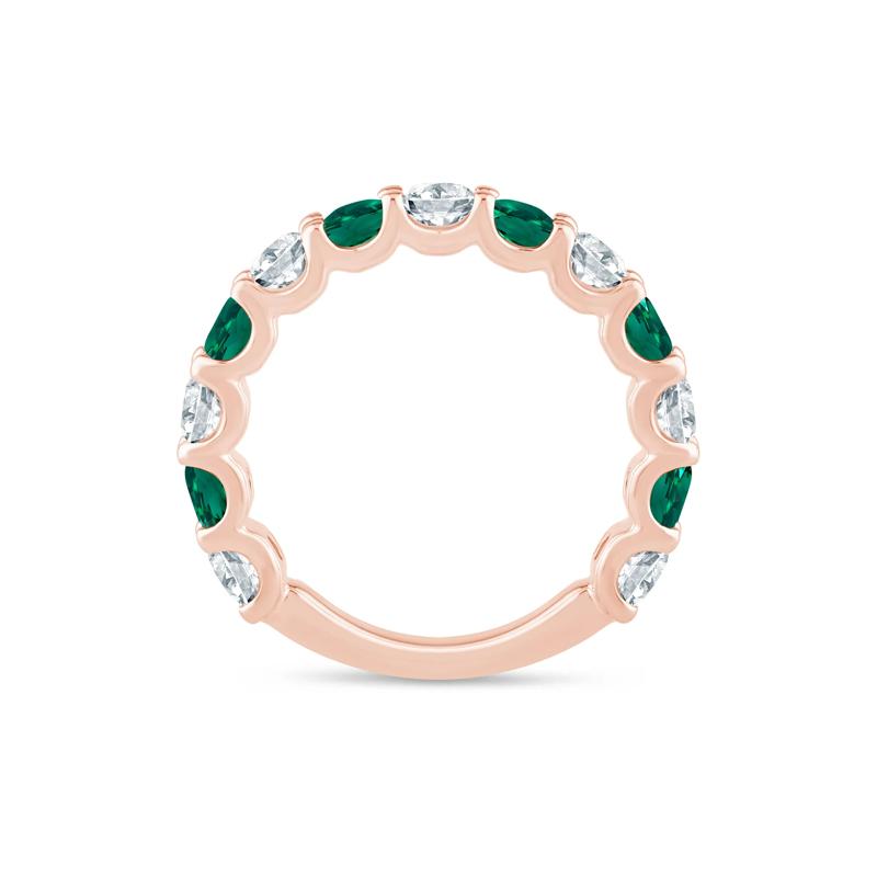 Lab Grown Diamond and Lab-Created Emerald Anniversary Band in 14K Rose Gold &#40;1 ct. tw.&#41; – Image 2 of 3