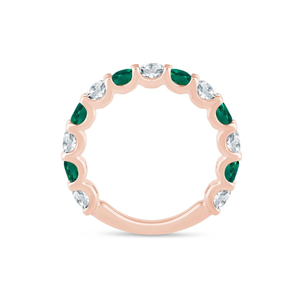 Lab Grown Diamond and Lab-Created Emerald Anniversary Band in 14K Rose Gold (1 ct. tw.) – Image 2 of 3