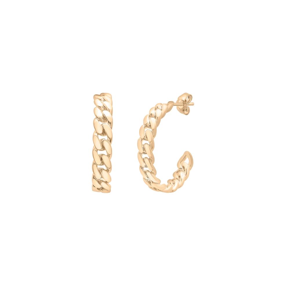 Curb Chain Open Hoop Earrings in Vermeil, 16MM – Image 1 of 3
