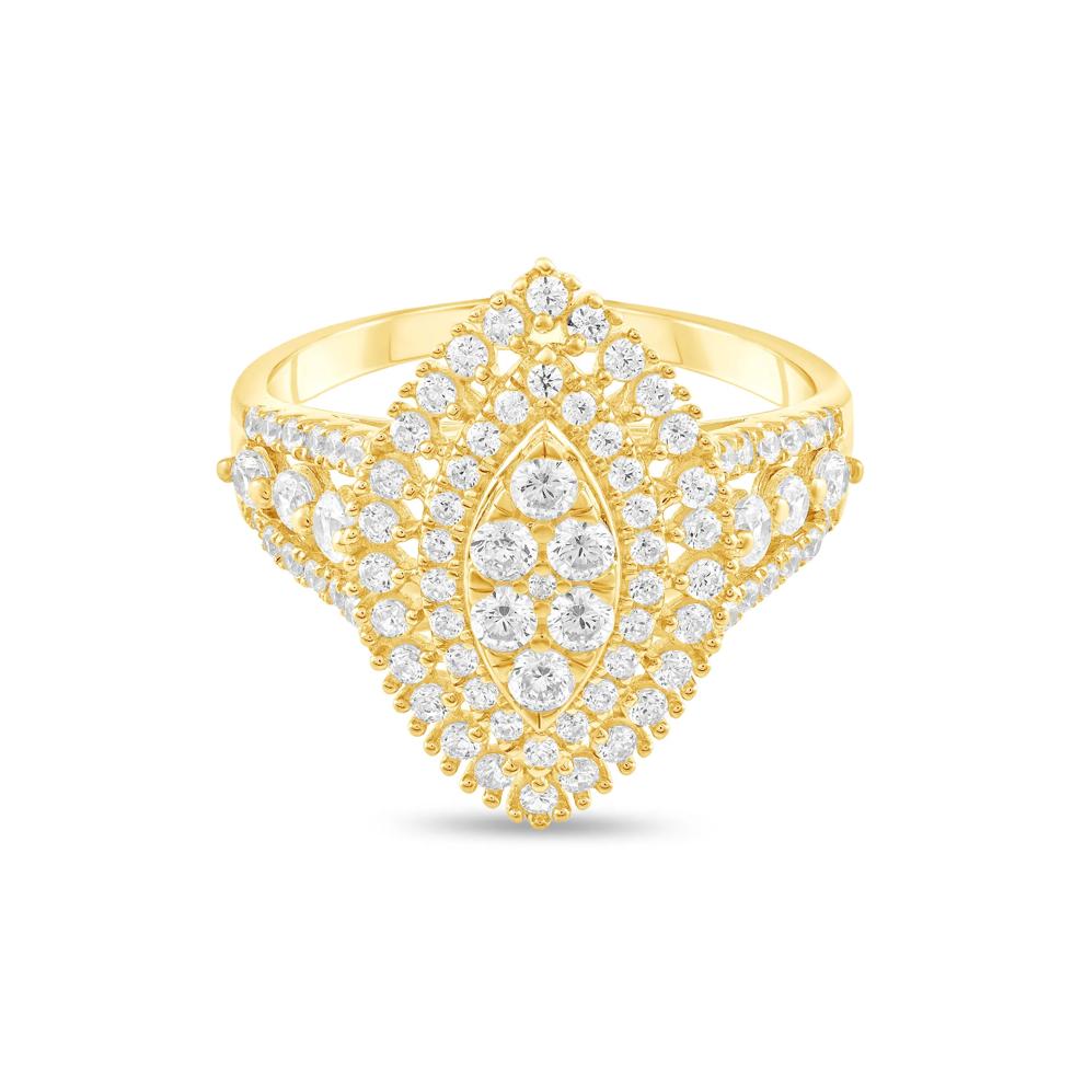 Diamond Marquise Multi-Row Composite Engagement Ring in 10K Yellow Gold (1 ct. tw.) – Image 1 of 4