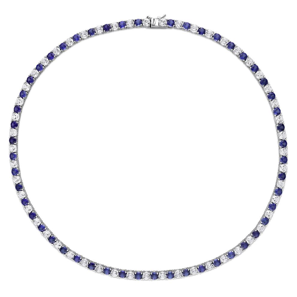 Lab Created Gemstone Tennis Necklace in Sterling Silver – Image 2 of 6