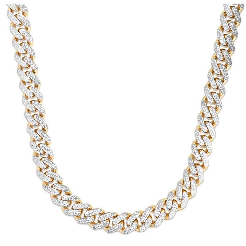 Diamond-Cut Cuban Link Chain in 14K Yellow &amp; White Gold, 24&rdquo; – Image 1 of 4