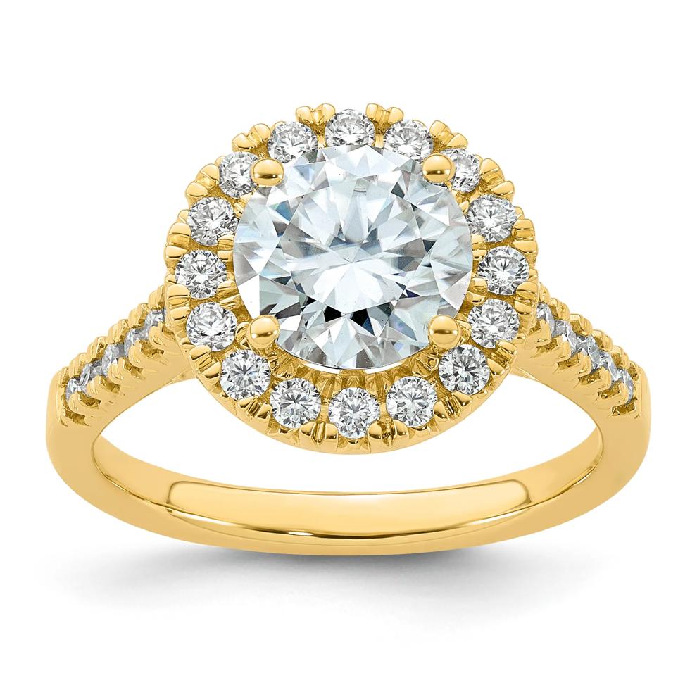 Lab-Created Moissanite Round Halo Ring in 10K Yellow Gold (2 1/4 ct. dew) – Image 1 of 3
