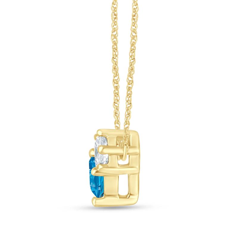 Lab Grown Diamond Blue and White Diamond Three-Stone Necklace in 14K Yellow Gold &#40;1/2 ct. tw.&#41; – Image 2 of 3