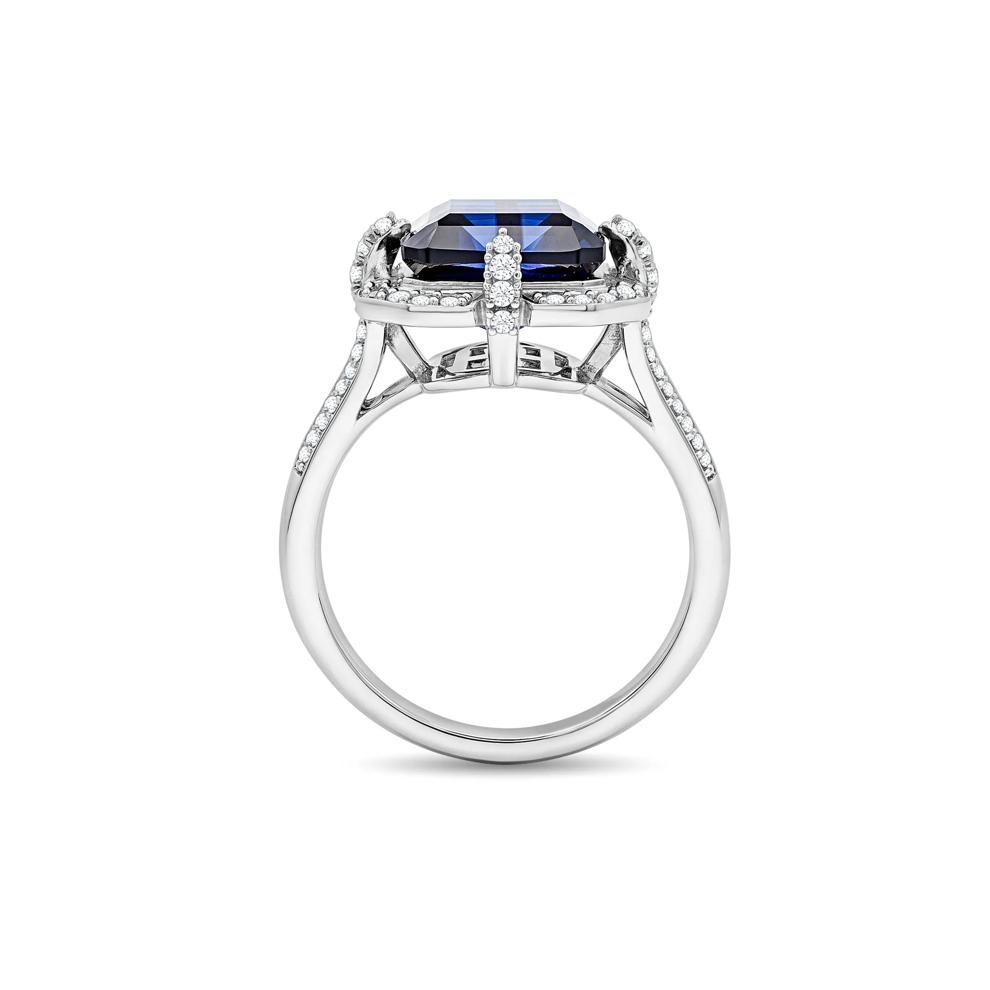 Lab-Created Blue Sapphire &amp; White Sapphire Cocktail Ring in Sterling Silver – Image 2 of 4