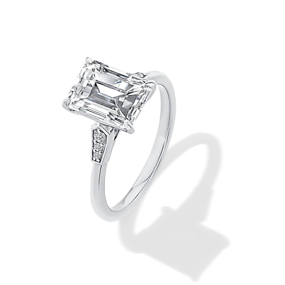 Lab Grown Diamond Emerald-Cut Engagement Ring in 14K White Gold (3 ct. tw.) – Image 4 of 4