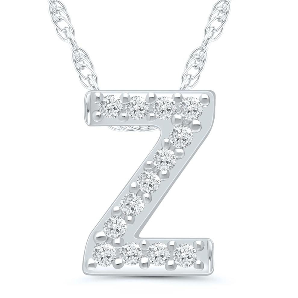 Diamond Accent Initial Z Pendant in 10K White Gold – Image 1 of 3