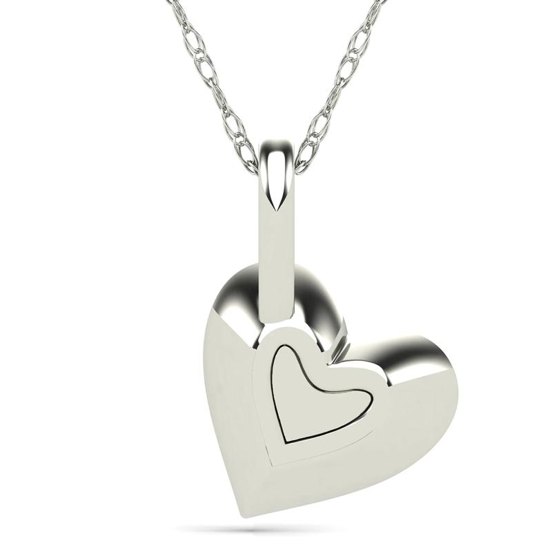 Diamond Accent Heart Pendant in 14K White Gold – Image 3 of 4