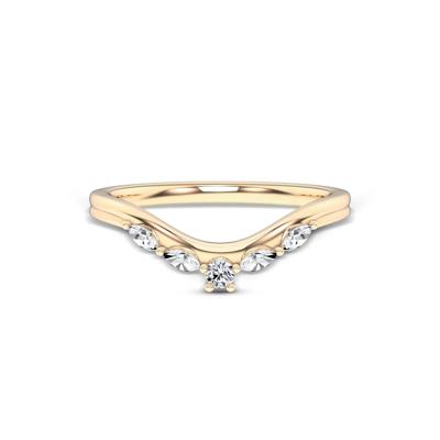 Lab Grown Diamond Marquise & Round Bold Contour Band in 10K Gold (1/7 ct. tw.)