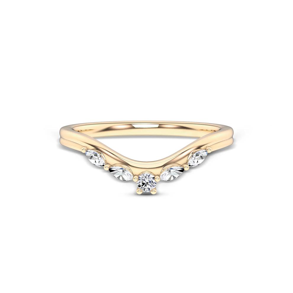 Lab Grown Diamond Marquise &amp; Round Bold Contour Band in 10K Yellow Gold (1/7 ct. tw.) – Image 1 of 4