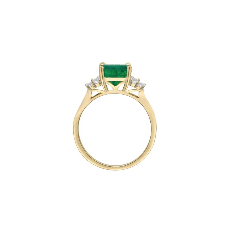 Emerald-Cut Emerald and Baguette Diamond Ring in 14K Yellow Gold &#40;1/4 ct. tw.&#41; – Image 2 of 3