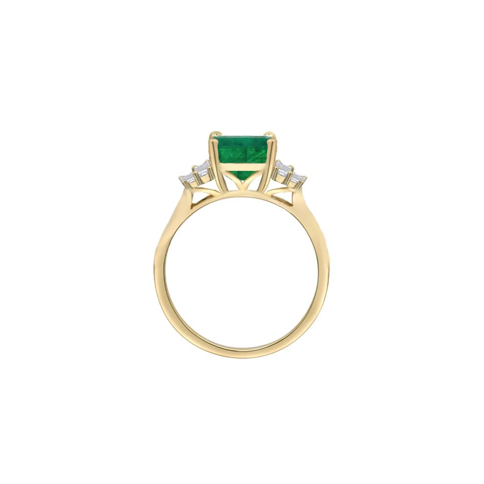 Emerald-Cut Emerald and Baguette Diamond Ring in 14K Yellow Gold (1/4 ct. tw.) – Image 2 of 3