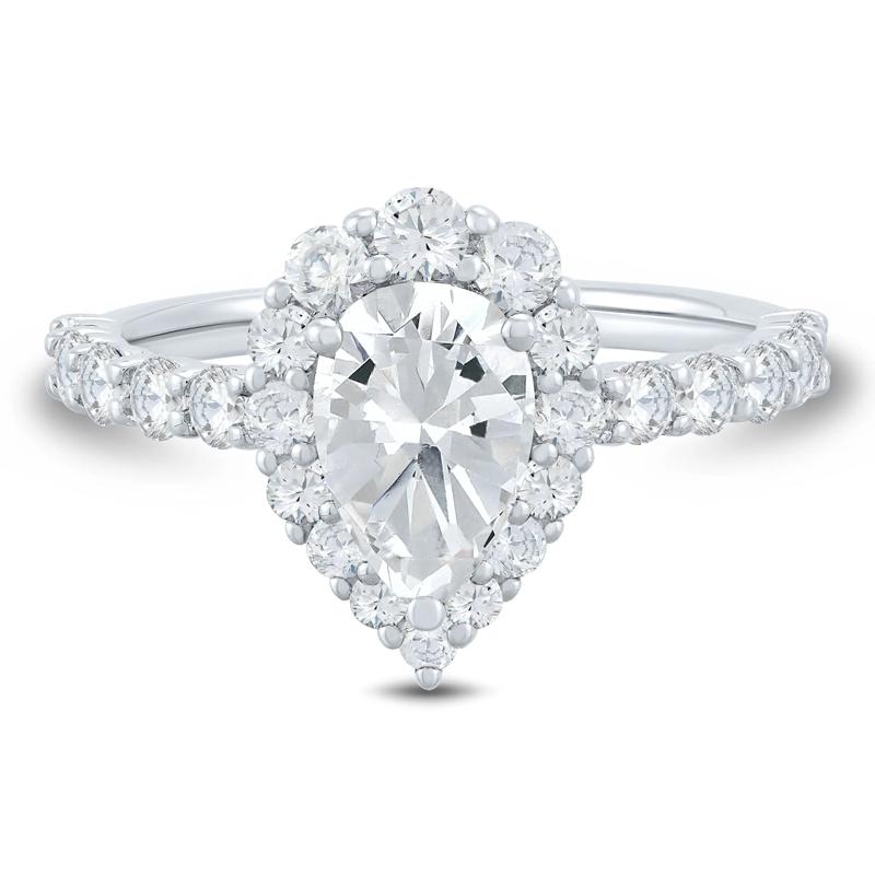 Pear-Shaped Lab Grown Diamond Engagement Ring in 14K White Gold &#40;2 1/4 ct. tw.&#41; – Image 1 of 3