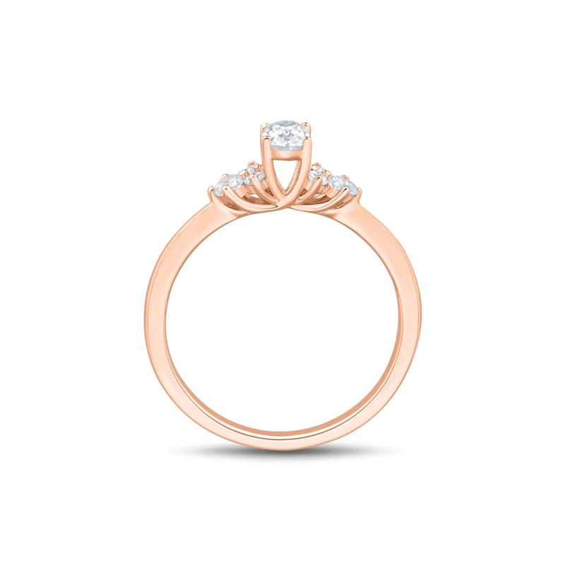 Lab Grown Diamond Oval Cluster Promise Ring in 10K Rose Gold &#40;1/2 ct. tw.&#41;  – Image 3 of 3