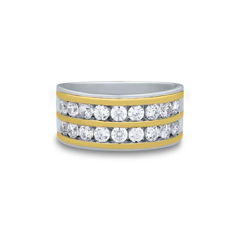 Men&rsquo;s Lab Grown Diamond Wedding Band in 10K White &amp; Yellow Gold &#40;2 ct. tw.&#41; – Image 1 of 3