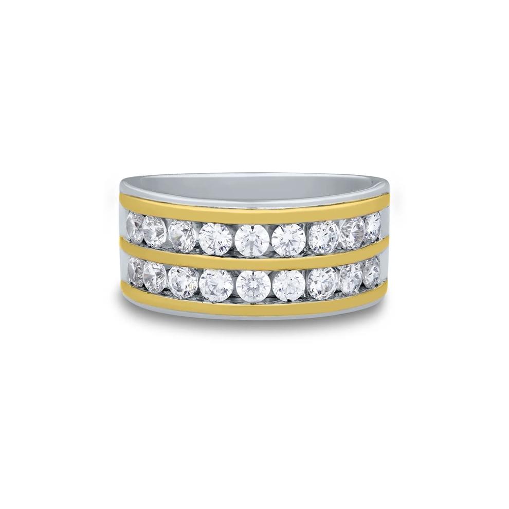 Men&rsquo;s Lab Grown Diamond Wedding Band in 10K White &amp; Yellow Gold (2 ct. tw.) – Image 1 of 3