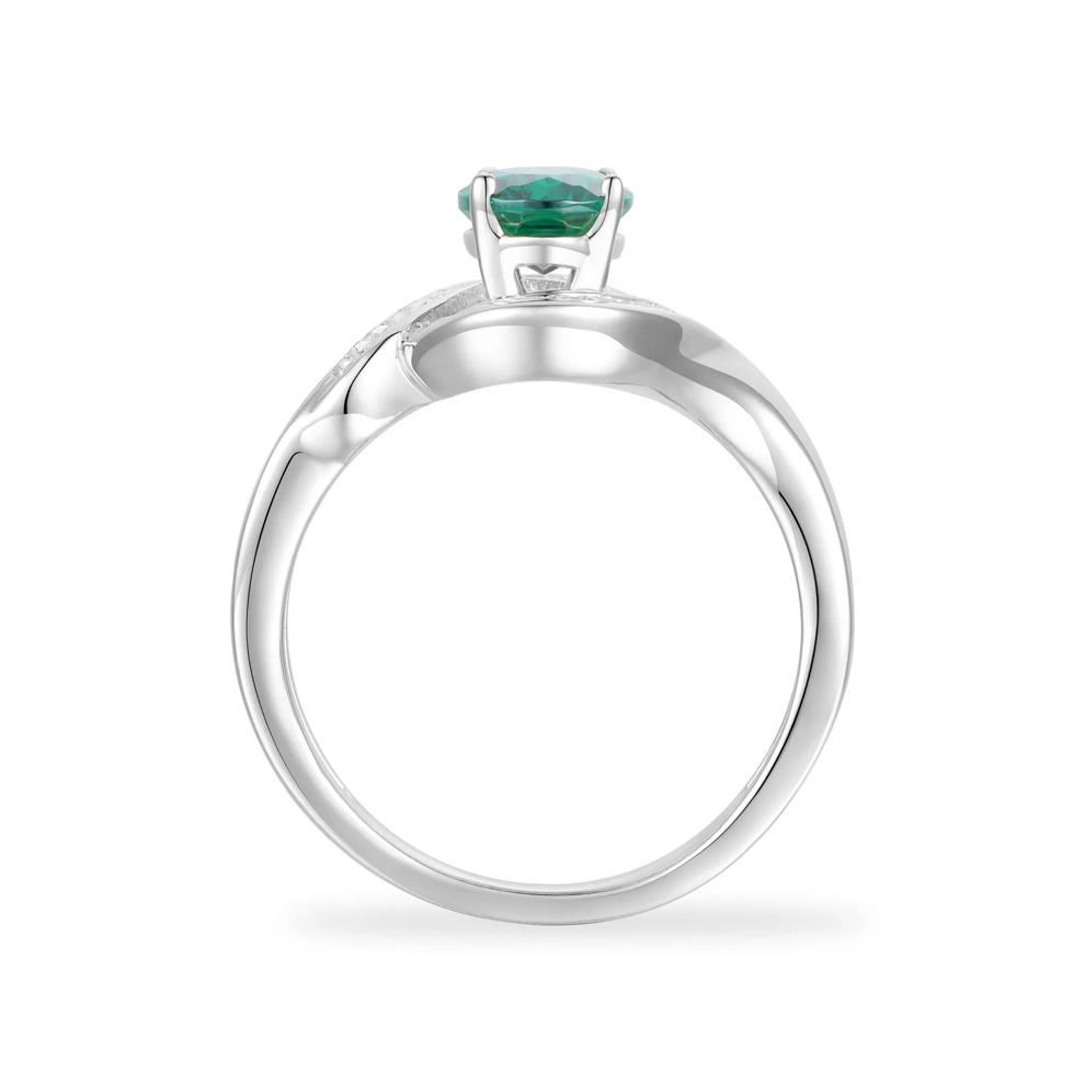 Lab-Created Emerald &amp; Lab-Created White Sapphire Oval Center Ring in Sterling Silver – Image 2 of 4