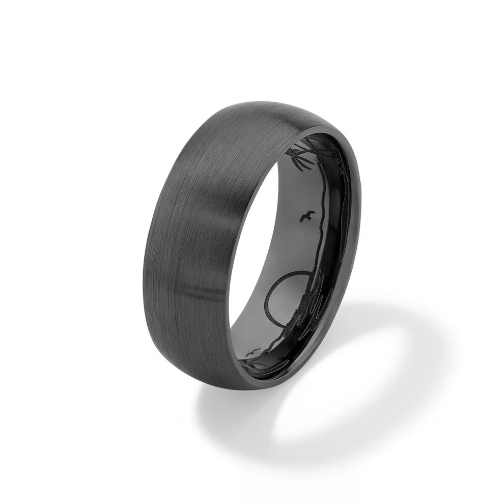 Men's Domed Beach Band in Satin Zirconium, 8mm – Image 4 of 4