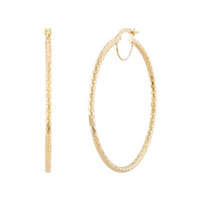 Polished Diamond-Cut Tube Hoop Earrings in 10K Yellow Gold, 44MM