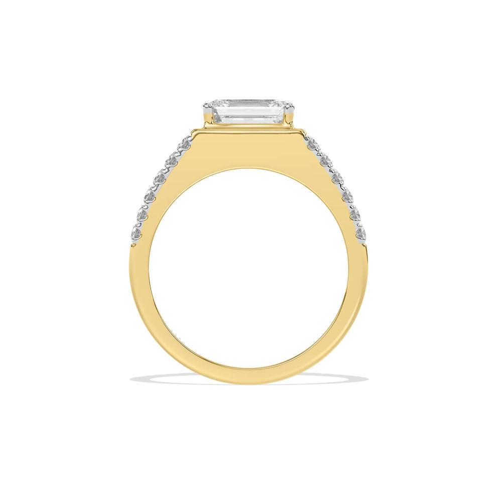 Men's Lab Grown Diamond Emerald Center Ring in 10K Yellow Gold (3 ct. tw.) – Image 4 of 4