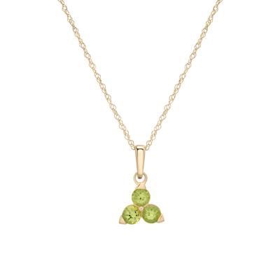 Peridot Three-Stone Triangle Birthstone Pendant in 10K Yellow Gold