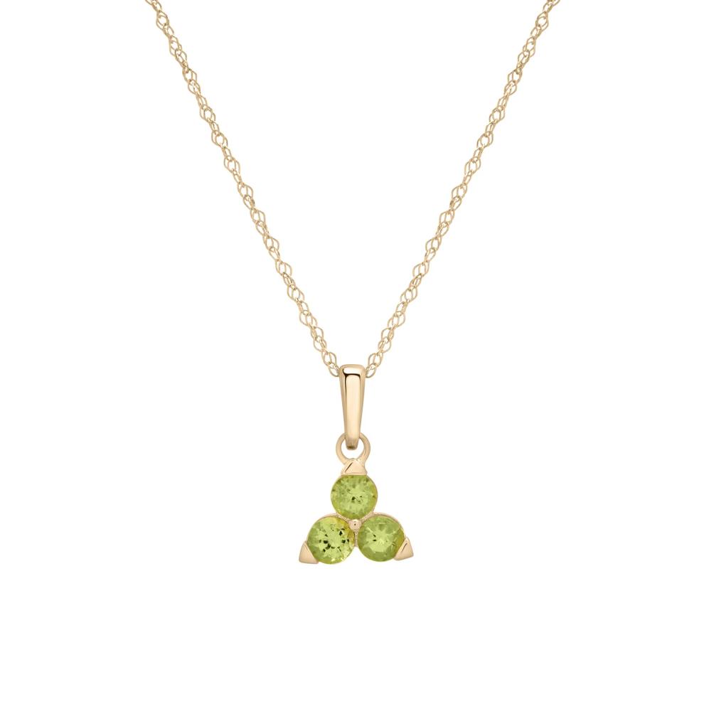 Peridot Three-Stone Triangle Birthstone Pendant in 10K Yellow Gold – Image 1 of 4