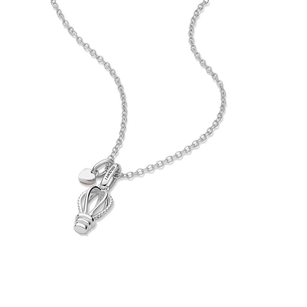 Lab Grown Diamond Accent Hot Air Balloon Pendant in Sterling Silver &amp; 10K Rose Gold – Image 5 of 5