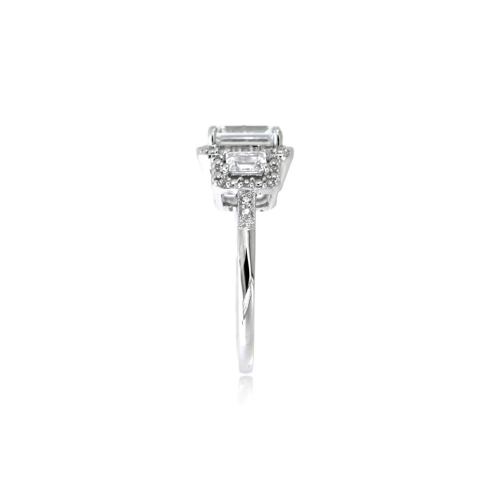 Lab Created White Sapphire Three-Stone Ring in Sterling Silver – Image 2 of 3