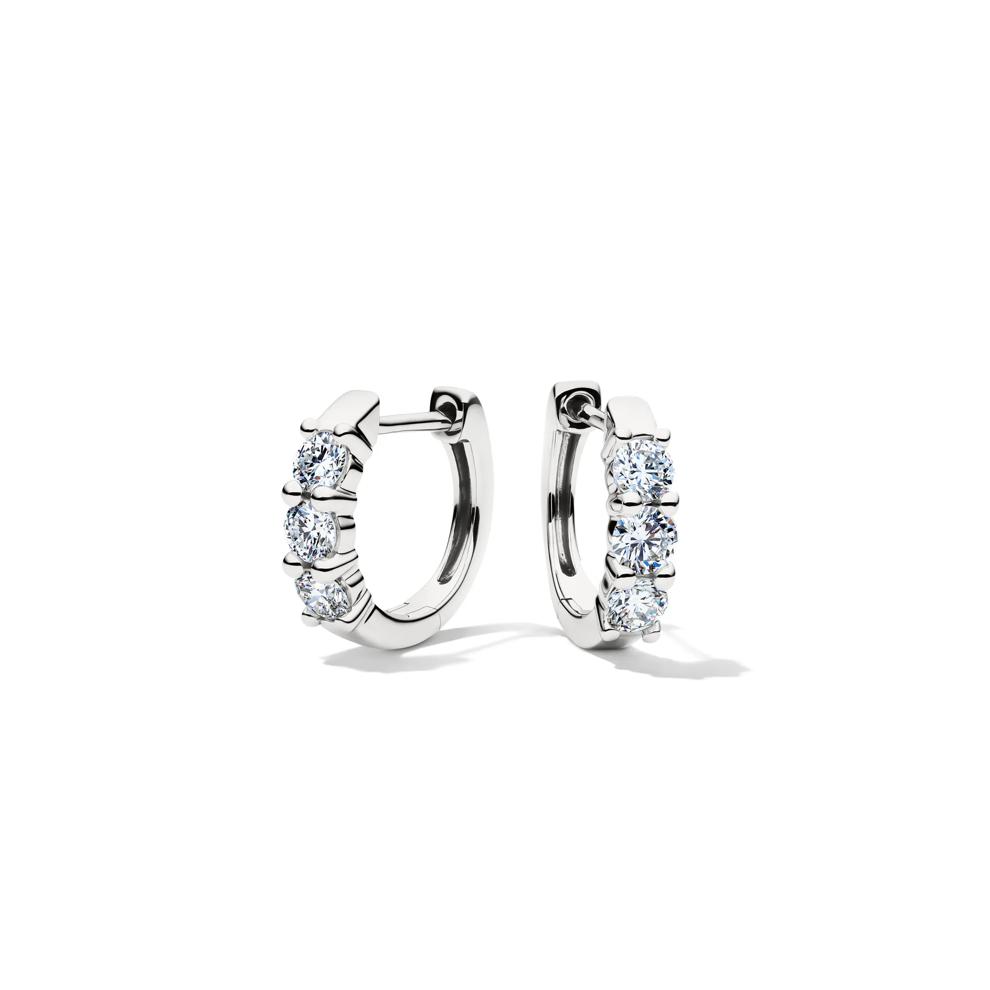 Lab Grown Diamond Huggie Hoop Earrings in 14K White Gold (1/2 ct. tw.) – Image 1 of 2
