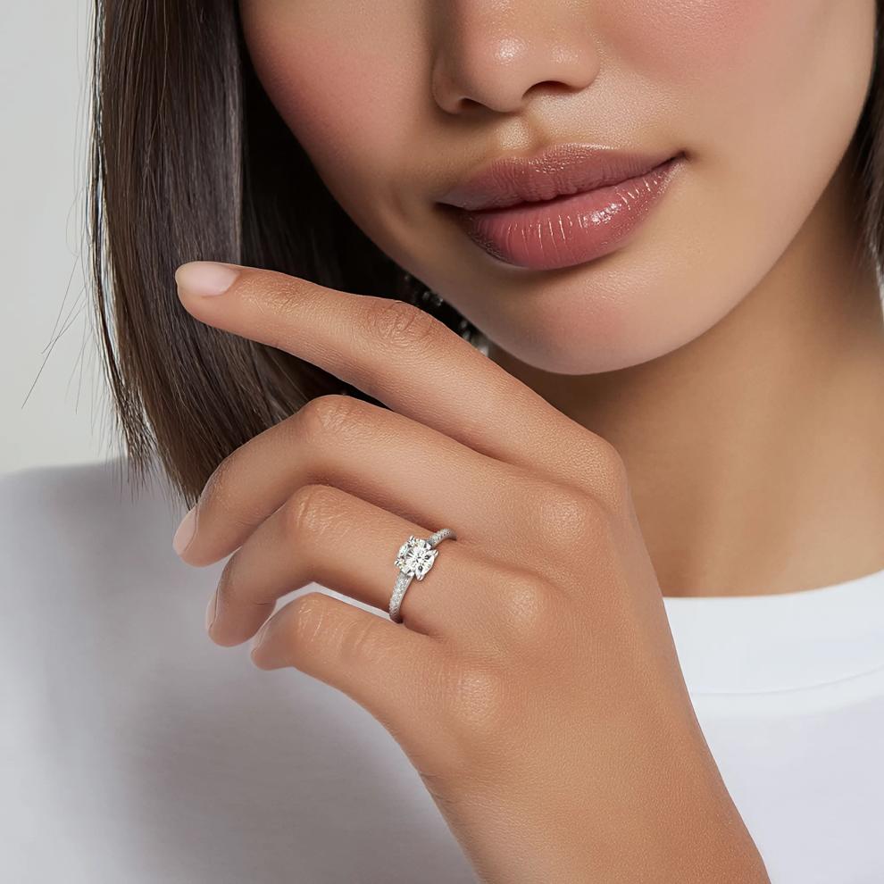 Lab-Created Moissanite Engagement Ring in 14K White Gold (1 3/8 ct. dew) – Image 6 of 6