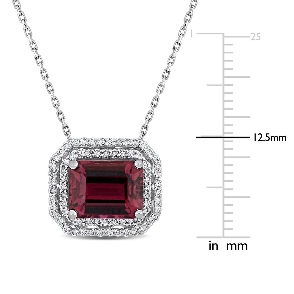 Pink Tourmaline &amp; Diamond Halo Pendant Necklace in 14K White Gold (1/4 ct. tw.) – Image 5 of 5