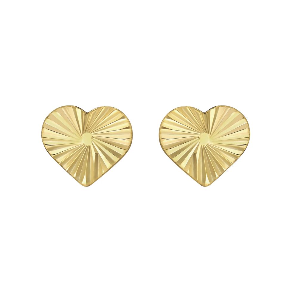 Sunburst Heart-Shaped Stud Earrings in 10K Yellow Gold – Image 1 of 3