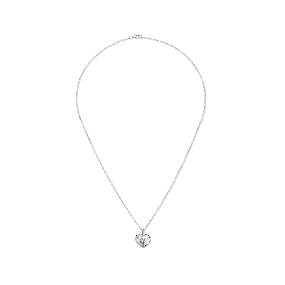 Diamond Heart Pendant Necklace in Sterling Silver (1/10 ct. tw.) – Image 4 of 4