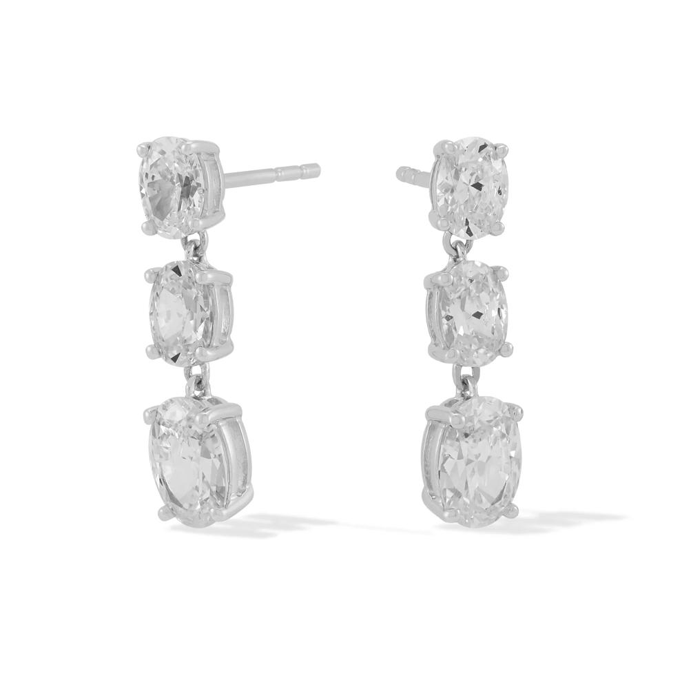 Lab Grown Diamond Graduated Three-Stone Drop Earrings in 10K White Gold (2 ct. tw.) – Image 1 of 3