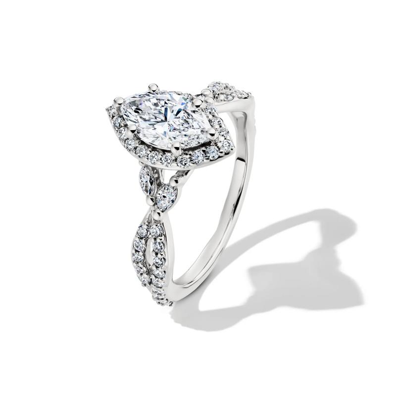 Lab Grow Diamond Marquise-Cut Halo Engagement Ring in 14K White Gold &#40;1 1/2 ct. tw.&#41; – Image 4 of 4